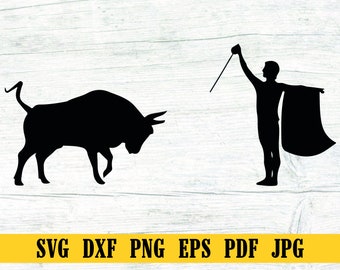 Matador svg, Bull Fighting svg, Bull Fight, Bull, Matador, SVG, Silhouette, Cut File, Clipart, Decals, Tattoo Design