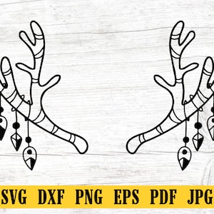 Reindeer Antlers Svg, Deer Antlers Svg. Vector Cut file for Cricut, Silhouette, Pdf Png Eps Dxf, Decal, Sticker, Vinyl, Pin