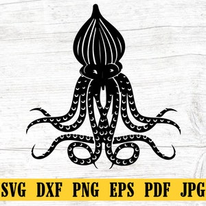Octopus SVG, Squid SVG, Kraken SVG, Octopus Clipart, Octopus Files For Cricut, Octopus Cut Files For Silhouette, Dxf, Png, Eps, Vector