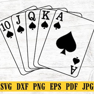 Royal Flush SVG, Poker Cards SVG, Poker SVG, Royal Flush Dxf, Royal Flush Png, Royal Flush Clipart, Royal Flush Silhouette