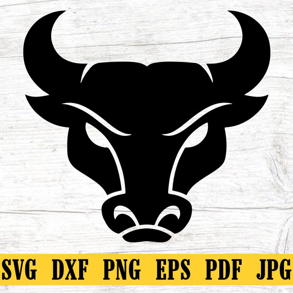 Animal SVG, Bull Head SVG, Bull Slihouette, Bull Clip Art, Bull Head Cut File, Bull Head Cricut File