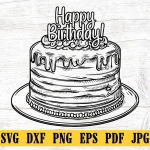 Bday Cake svg, Birthday cake svg, birthday svg, party SVG (svg, dxf, eps, png) Cut File for Cricut, Silhouette, Commercial Use