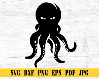 Pulpo SVG, Archivo de corte de pulpo, Pulpo DXF, Pulpo PNG, Imágenes prediseñadas de pulpo, Silueta de pulpo, Archivo de Cricut de pulpo