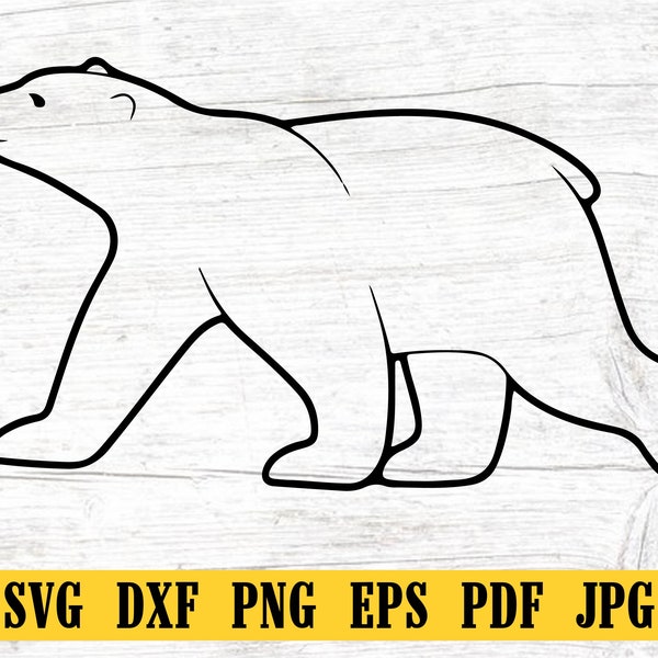 Polar Bear SVG, Polar Bear Cut File, Polar Bear DXF, Polar Bear PNG, Polar Bear Clipart, Polar Bear Silhouette, Polar Bear Cricut File