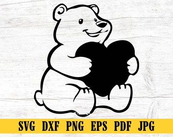 Cute Polar Bear, Polar Bear Cut File, Polar Bear DXF, Polar Bear PNG, Polar Bear Clipart, Polar Bear Silhouette, Polar Bear Cricut File
