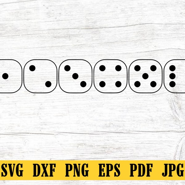 Six sided dice faces,Dice SVG, Dice DXF, Dice PNG, Dice Clipart, Dice Silhouette, Dice Cut File