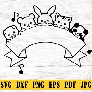 Animal Banner, Cute Animal, Banner Svg Bundle, Ribbon Svg, Label Svg, Banner Ribbon Svg, Bunting Svg, Bunting Banner Svg, Hand Drawn Banners