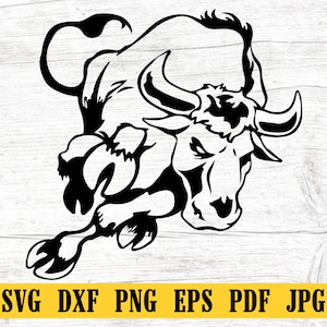 Bull SVG, Bull Cut File, Bull DXF, Bull PNG, Bull Clipart, Bull Silhouette, Bull Cricut File