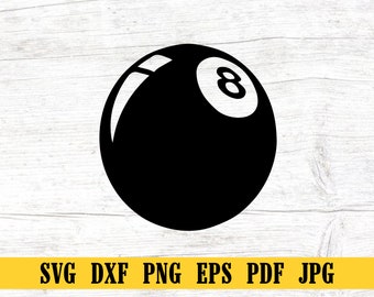 8 Ball SVG, 8 Ball PNG, Eight Ball Clipart, Snooker Ball Cut File, Billiards Ball Stencil, Pool Ball for Cricut Silhouette , Print At Home