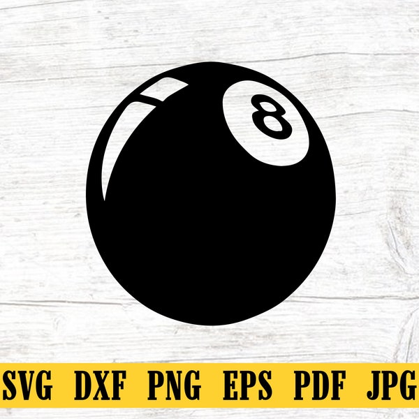 8 Ball SVG, 8 Ball PNG, Eight Ball Clipart, Snooker Ball Cut File, Billiards Ball Stencil, Pool Ball for Cricut Silhouette , Print At Home
