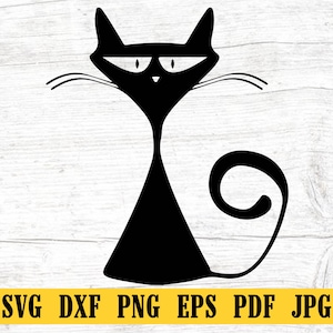 Alley Katze Silhouette, süße Katze SVG, Katze SVG, schwarze Katze Clipart, Kitty SVG, Kätzchen SVG, Katze Silhouette, Katzenaugen svg