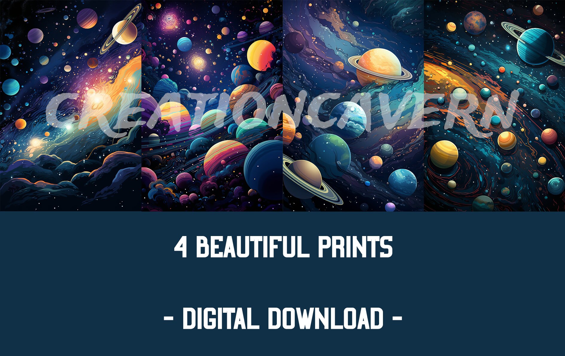 Clipart Galaxy Portraits, Outer Space Digital Art Prints, Wall Decor ...