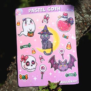 Pastel Goth Holographic Sticker Sheet: Waterproof Vinyl Decals