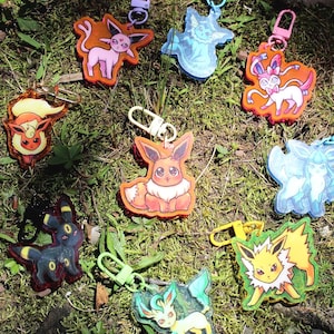 Eeveelution Keychains - Double-sided Colored Acrylic Charm
