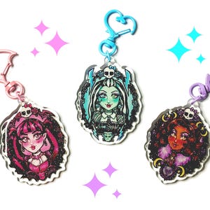 Monster Girls Keychain - Double-sided Glitter Epoxy Charm