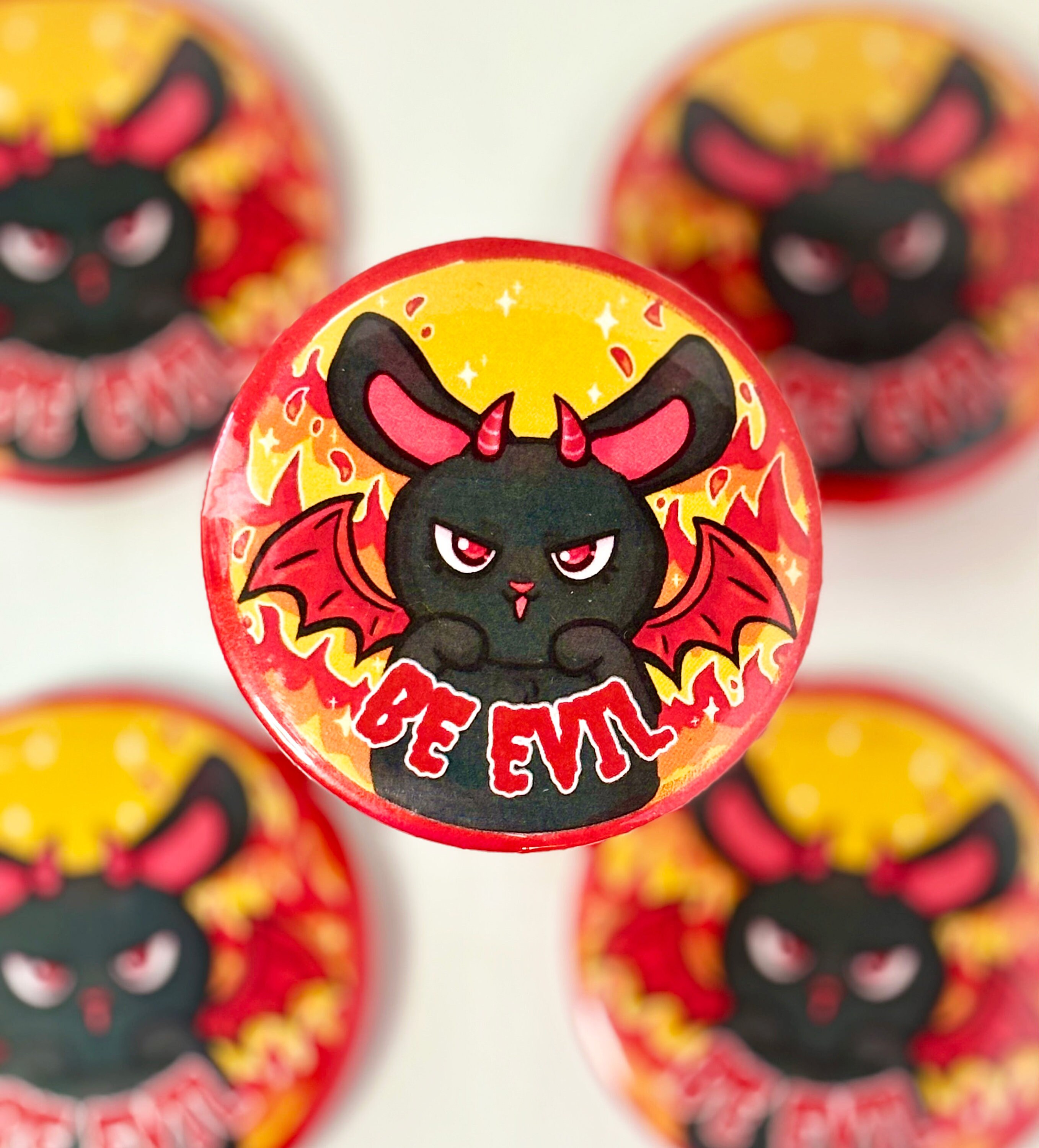 Evil Bunny Button - Devil Lapel Pin (2.25