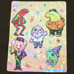Smiling Pals Sticker Sheet -  Holographic Vinyl Sticker Sheet