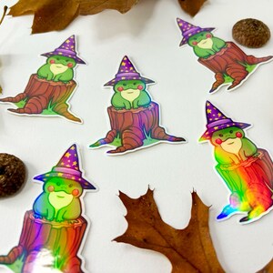 Wizard Frog - Rainbow Holographic Vinyl Sticker - Etsy