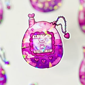 Tamagotchi - Rainbow Holographic Vinyl Sticker