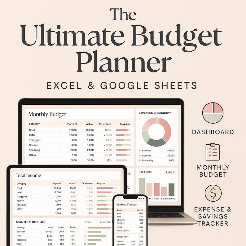 Ultimate Budget Planner | Excel & Google Sheets | Monthly Finance ...