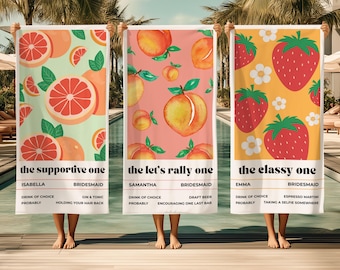 Personalized Beach Towel Bachelorette Party Gift, Custom Bridesmaid Pool Towels, Vegas Girls Trip, Lake Bachelorette, Nashville, Cherry