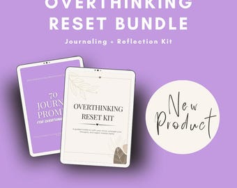 Overthinking Reset Bundle | Journal Prompts, Anxiety Relief Workbook (Digital Download)