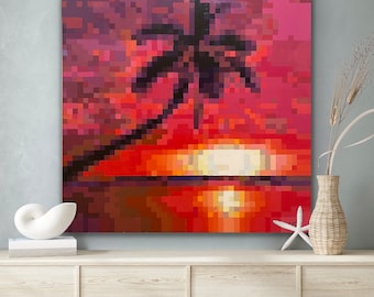 PALM TREE Wall Hanging Acrylic Painting on Stretched Canvas Interior Design