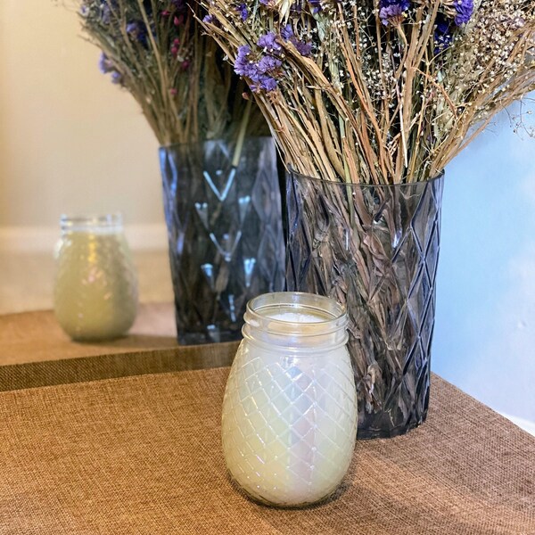 Hand Poured Soy Wax Candle - Upcycled Jar, 18 oz, Lavender and Eucalyptus