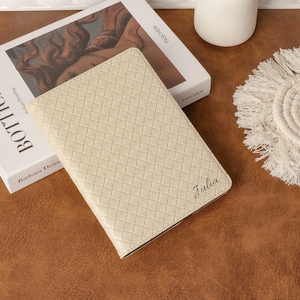Crèmewit geweven leren Kindle-hoesje, Paperwhite 7''-hoesje Kindle 12e 11e generatie gepersonaliseerde Kindle-hoesje, geheel nieuwe Kindle-hoesje 6'' 11e 2024