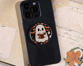 Halloween Ghost MagSafe Grip, Spooky Bookish Gift, Fall Aesthetic Phone Stand