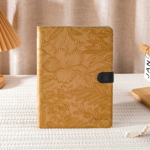 Custodia per iPad in pelle personalizzata con motivo floreale marrone retrò di decima generazione, per iPad Pro11 12,9 10,2 9,7 pollici mini6 2023 iPad Air 5,4