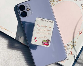Library Card Magnetic Phone Stand: Bookish Kindle/Phone Grip,bookish gift, aesthetic phone stand, reader gift