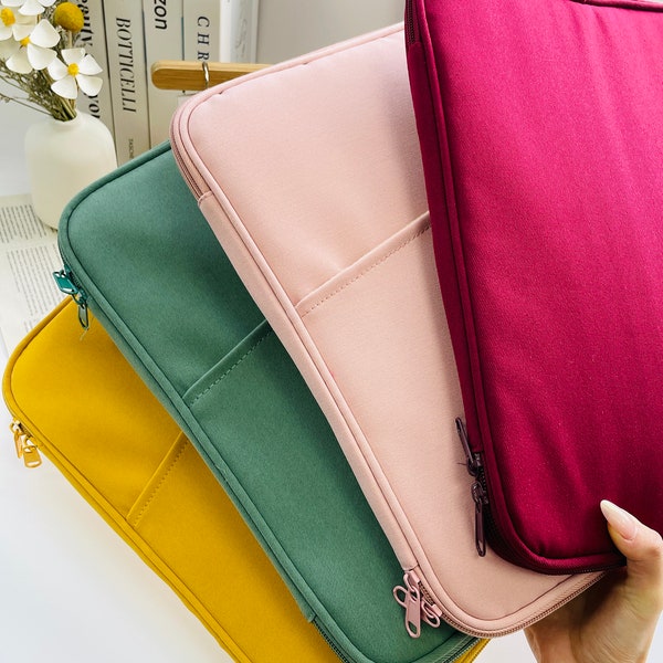 Solid Color Series Personalized Laptop Sleeve MacBook Air 13 Case iPad Pro 11Tablet Sleeve Notebook bag Liner Bag, back to school Gift