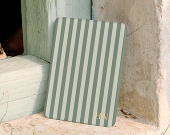 Sage Green Stripe Kindle Case with Hand Strap, Minimalist Aesthetic Kindle Cover for Kindle Paperwhite, Personalized Reader Gift