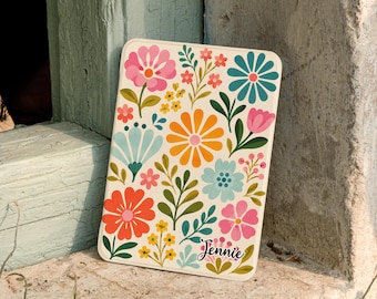Personalized Retro Floral Kindle Case, Clear Back & Dual Magnetic Cover, Vintage Flower Case for Kindle Paperwhite Basic Kobo Clara Libra
