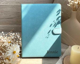 パーソナライズされたレザーiPadケース、無地、ミニマリストデザイン