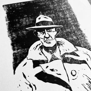 Linogravure sur papier japonais - "Le Samouraï" / Linoleografia su carta giapponese - "Il Samurai"