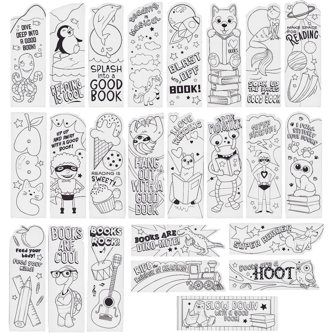 24 Pack Color Your Own Bookmarks for Kids Students DIY - Etsy