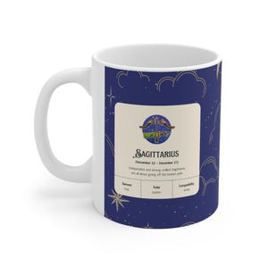 Zodiac Mug Gift, Astrology Sagittarius Ceramic Coffee Cup, Perfect Gift for Zodiac Lovers, Astrology Decor, Horoscope Mug, Celestial Design