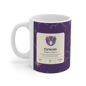 Zodiac Mug Gift, Astrology Capricorn Ceramic Coffee Cup, Perfect Gift for Zodiac Lovers, Astrology Decor, Horoscope Mug, Celestial Design