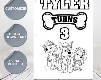 Pup Customizable Coloring Book - Party Favor - Digital Design - DIY!