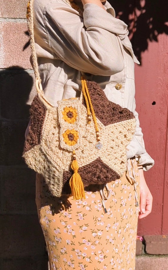 Crochet Sunflower Hexagon Bag Pattern Includes Sunflower Granny