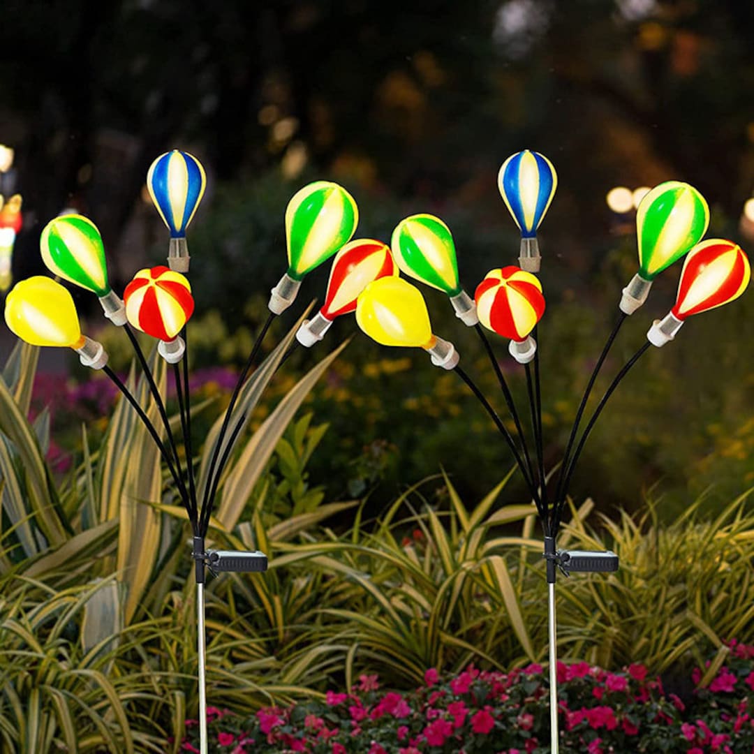 Solar Garden Hot Air Balloon Lights Stakesolar Ground Lamp Etsy