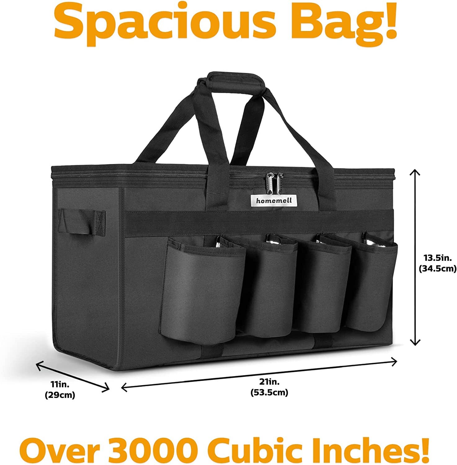 Homemell Insulated Food Delivery Bag. Large Black Grocery Bags to Keep