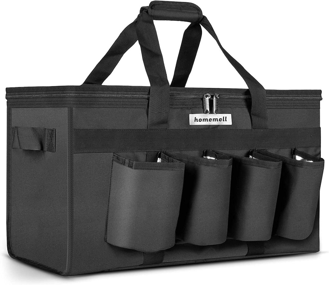 Homemell Insulated Food Delivery Bag. Large Black Grocery Bags to Keep