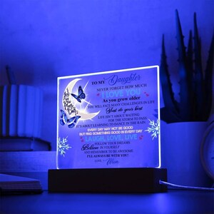 To my daughter Personalized Acrylic plaque with USB LED BASE | GIft from Mom to daughter | De madre a hija | Bautizo