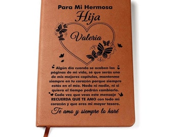 Hermosa hija libreta personalizada con nombre | regalo con dedicatoria para hija| Idea de regalos para hija en su cumpleanos|