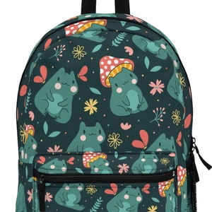 Cute Frog Pattern Backpack Anime Mushroom Floral Bookbag Graphic Schoolbag Back to School Student Back Pack All Ages School Travel Bag