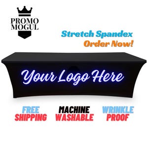 Custom Logo Tablecloth | Personalized Spandex Fitted Table Cover for Trade Shows, Pop-Up Shop, Craft Show, Weddings, Banquets, Vendor Events