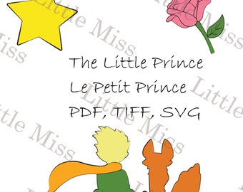 5 pack of Le Petit Prince/The Little Prince designs/Boy and Fox/Rose/Star/Tshirt Graphic/Printable/Clipart/Instant Download/PNG/TIFF/SVG